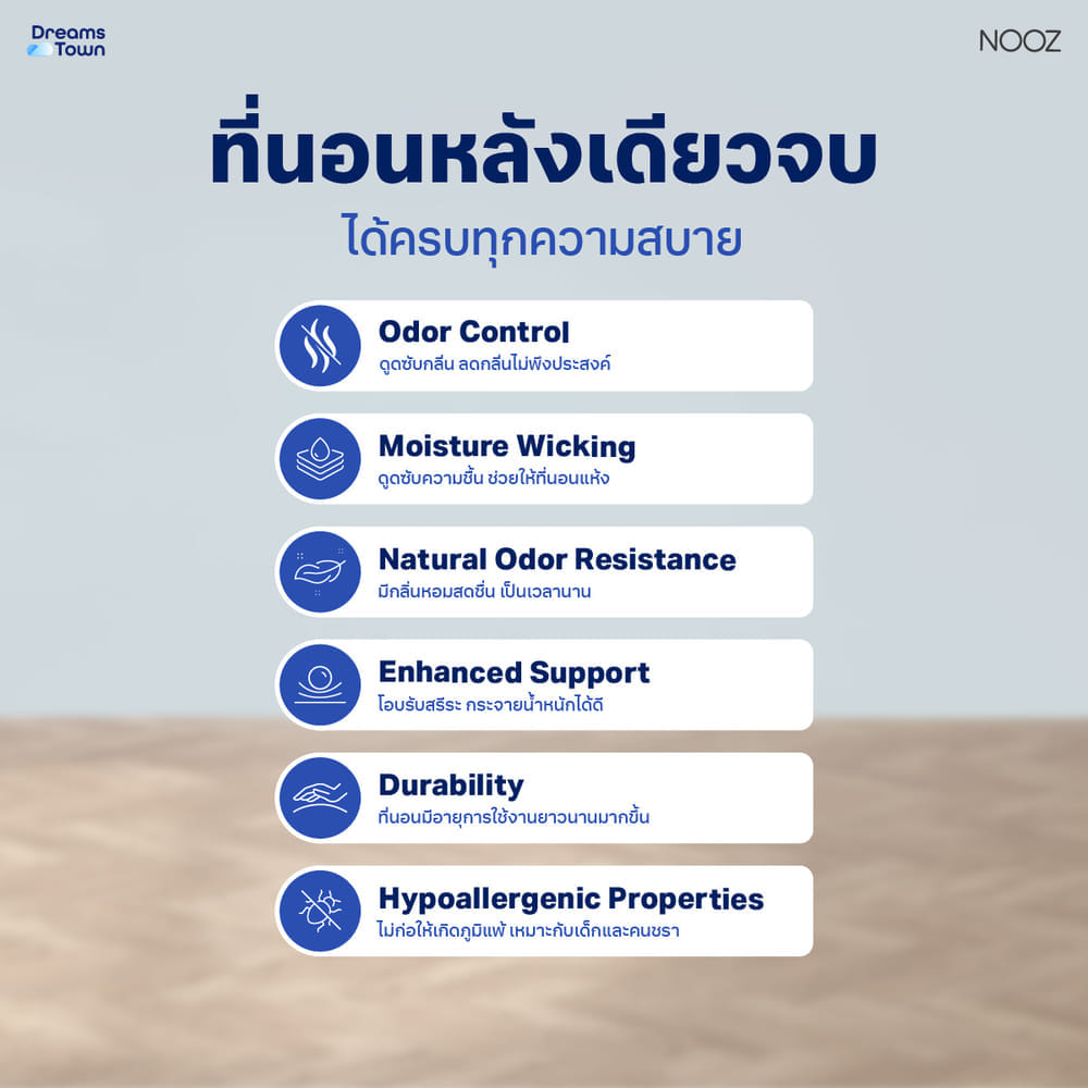 ที่นอนเมมโมรี่โฟม 6 ฟุต NOOZ EVENING LITE EVO หนา 4 นิ้ว